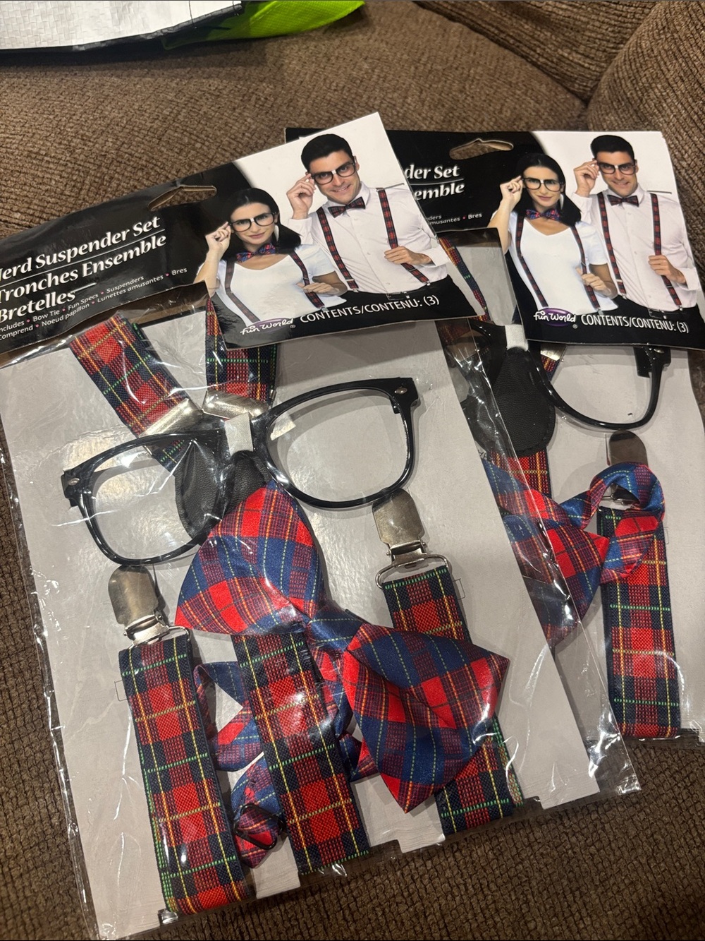 Plaid Red Blue Tartan Suspenders & Bow Tie Set - Men Accessories Unisex